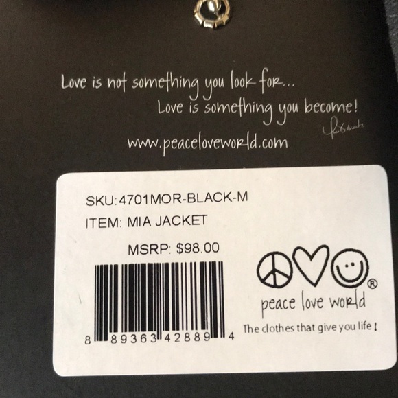 NWT Peace Love World  I Am Love Mia Jacket - Picture 6 of 6
